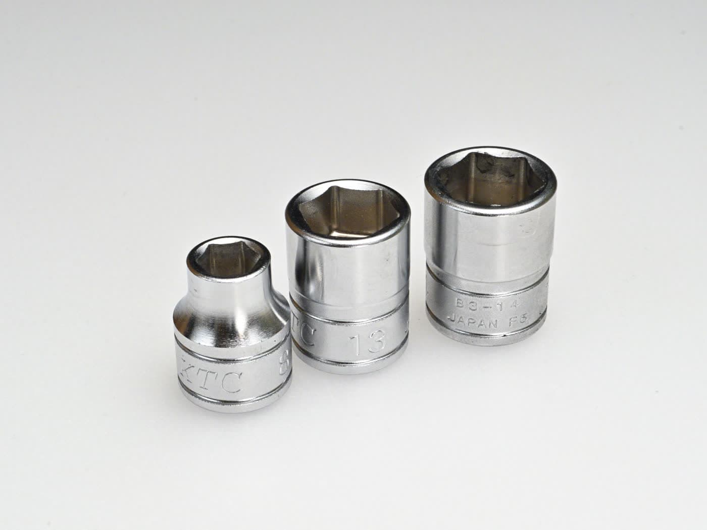 Chrome socket set laid out — hand tools carried on the service truck.